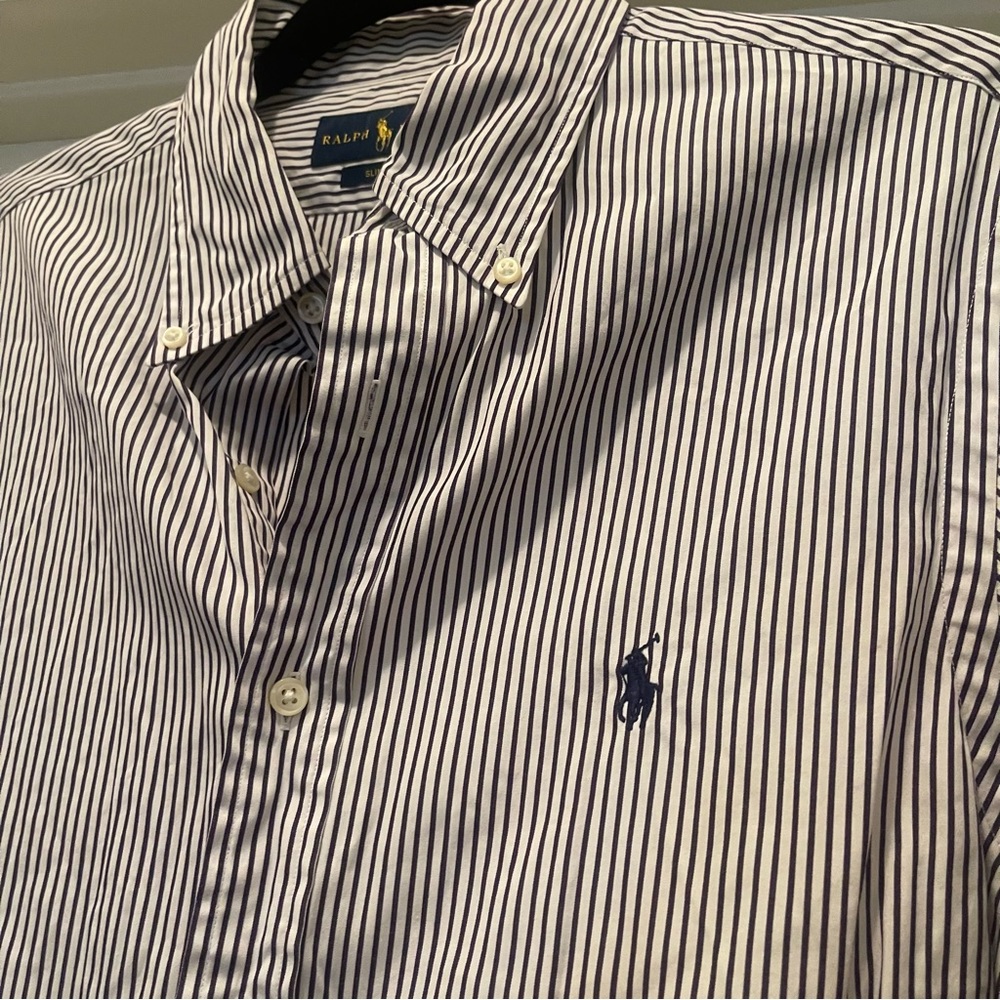 Ralph Lauren Mens Long Sleeve Dress Shirt Size 15.5 Color: White/Black